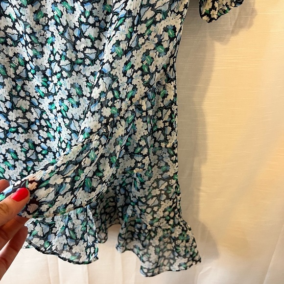 Karl Lagerfeld Paris Women's Floral Tie Ruffle Dress - Picture 9 of 13